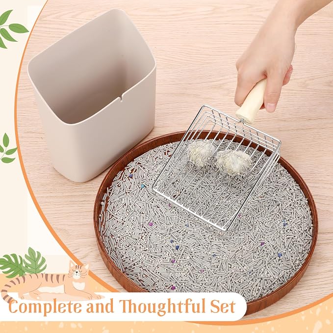 Cat Litter Scooper Kit Wooden Handle Metal Cat Litter Scoop Includes Small - Image 5