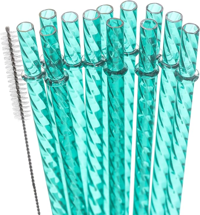 Dakoufish 12 Inch Reusable Clear Plastic Swirl Drinking Straws by Dakoufish