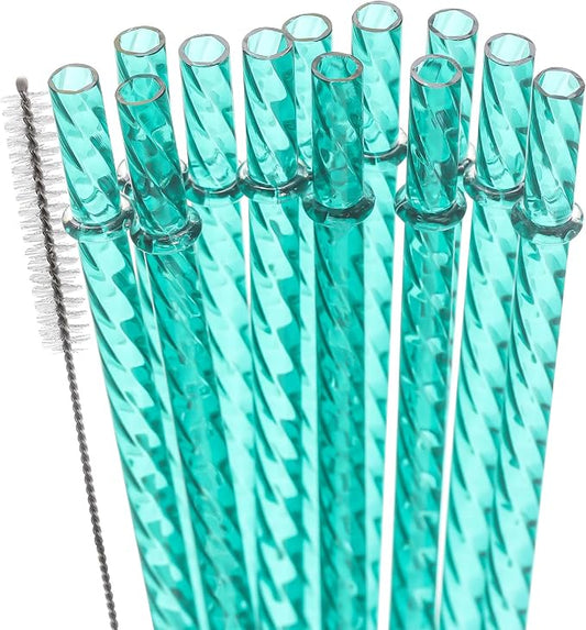 Dakoufish 12 Inch Reusable Clear Plastic Swirl Drinking Straws by Dakoufish