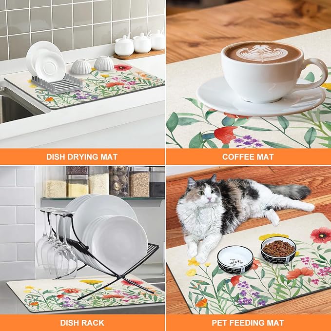 LOKHOM Dish Drying Mat for Kitchen Counter, Dish Drainer Rack Mat for Kitchen - Image 4