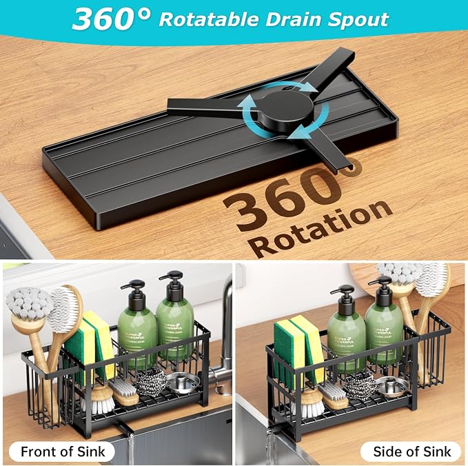Sponge Holder for Kitchen Sink, 2 Tier Sink Caddy Organizer Countertop - Image 2