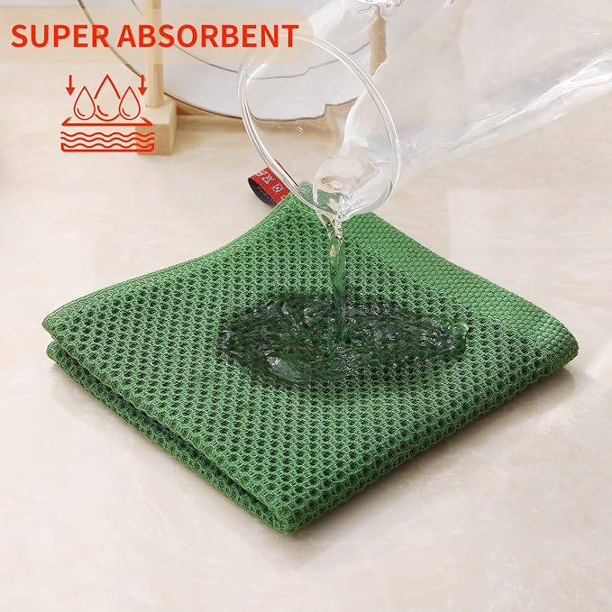 Kitinjoy 100% Cotton Kitchen Dish Cloths, 8 Pack Waffle Weave Ultra Soft - Image 3