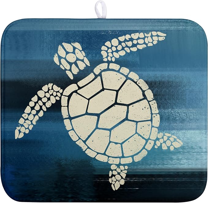 Sea Turtle Dish Drying Mat Summer Ocean Animal Dish Drainer Rack Mat 16 X 18 by Wnoesat