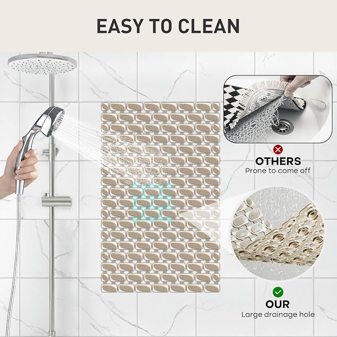 Shower Mat Non Slip Bathtub Mat, 27 x 16 Inch Eco-Friendly Soft Bath Mat - Image 6