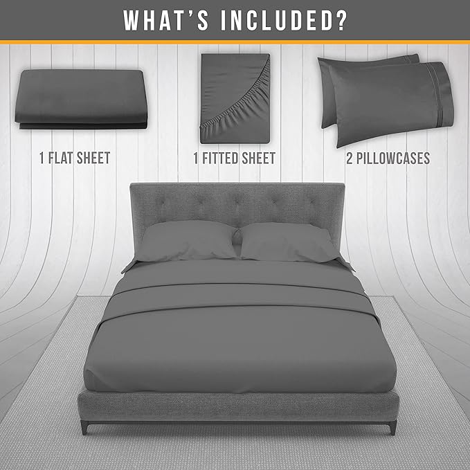 California King Sheet Sets - Luxury Hotel Bed Sheets - Soft Cooling Sheets with Elastic Corner Straps - Deep Pockets Microfiber - Bedding Sheet & Pillowcases - 4 PC (Cal King Size, Gray)