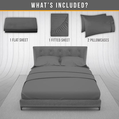 California King Sheet Sets - Luxury Hotel Bed Sheets - Soft Cooling Sheets with Elastic Corner Straps - Deep Pockets Microfiber - Bedding Sheet & Pillowcases - 4 PC (Cal King Size, Gray)