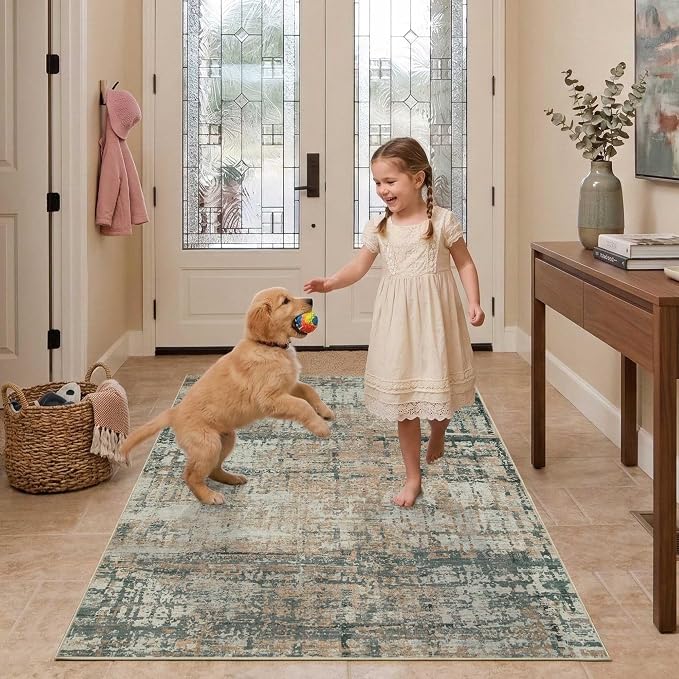 3x5 Washable Entryway Rug, Non Slip Boho Runner Rugs by Rugxara