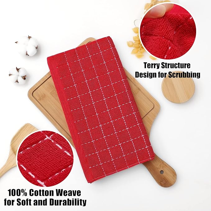 Homaxy 100% Cotton Terry Kitchen Dish Cloths, Ultra Soft and Absorbent Dish - Image 2