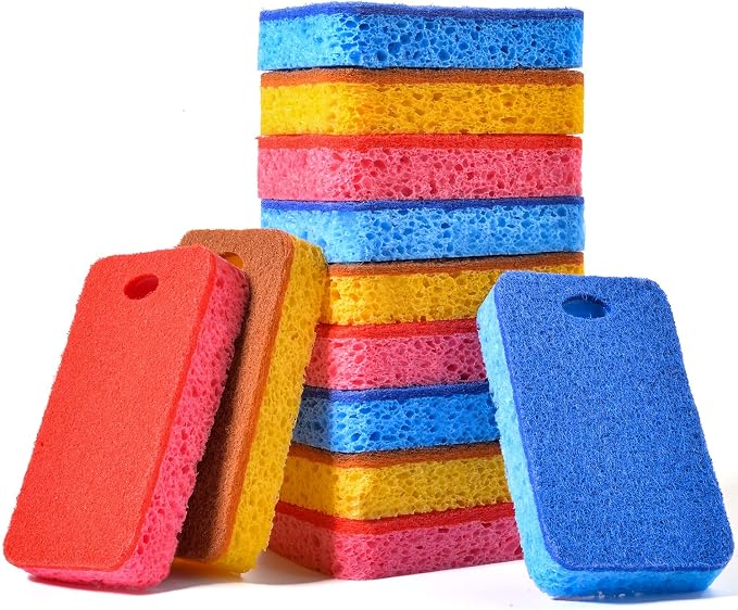 METUUTER 12-Count Scrub Sponges Kitchen Sponge Heavy Duty, Cellulose Sponges by METUUTER