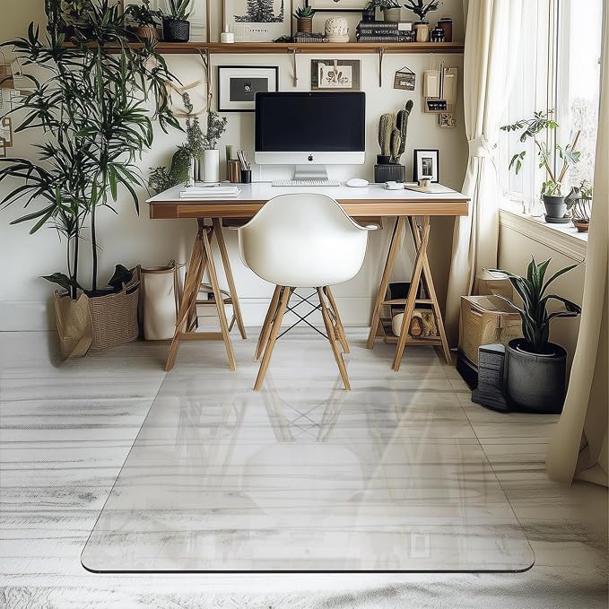 Office Chair Mat for Carpet & Hardwood, Upgraded 45" x 55" Dual Use Tempered - Image 9