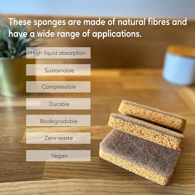 eplanita Natural Plant Based Scrub Sponges, Non-Scratch, Biodegradable Eco - Image 6