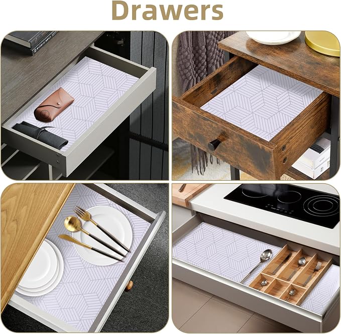 Shelf Liners for Kitchen Cabinets Non Adhesive Shelf Liner Paper Non-Slip - Image 5