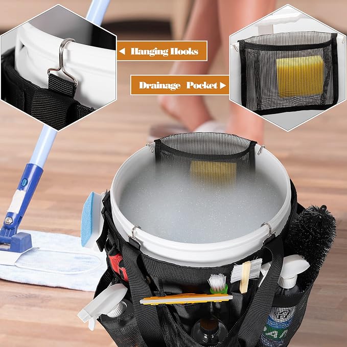 5 Gallon Bucket Organizer with Anti-fall Hooks & Buckle, Car Wash Bucket Caddy - Image 2