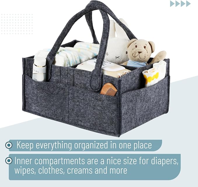 Mr. Pen- Baby Diaper Caddy Organizer, Charcoal Gray, Car Diaper Caddy, Baby - Image 4