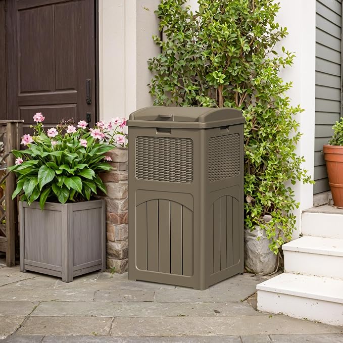YESHOMY 33 Gallon Resin Outdoor Trash Can - Image 5