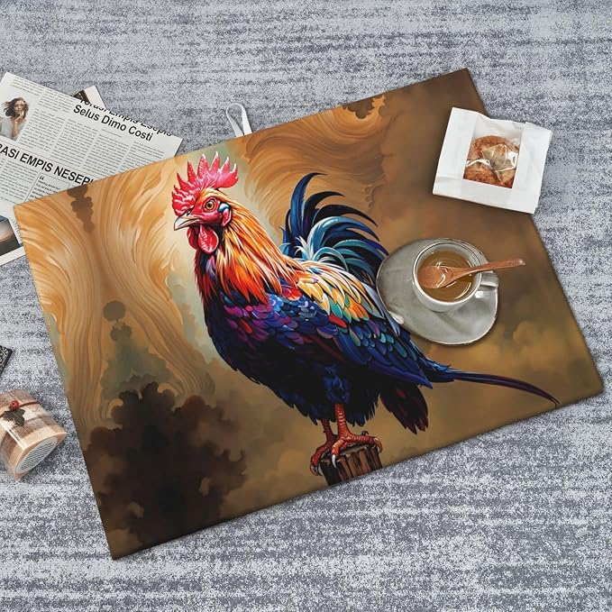 Rooster Dish Drying Mat Highly Absorbent Double-Sided Microfiber - Image 4