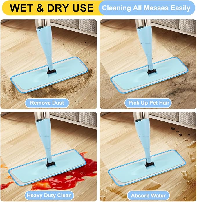 8 Pack 16.5 inch Reusable Mop Pads Microfiber Spray Mop Replacement Heads - Image 6