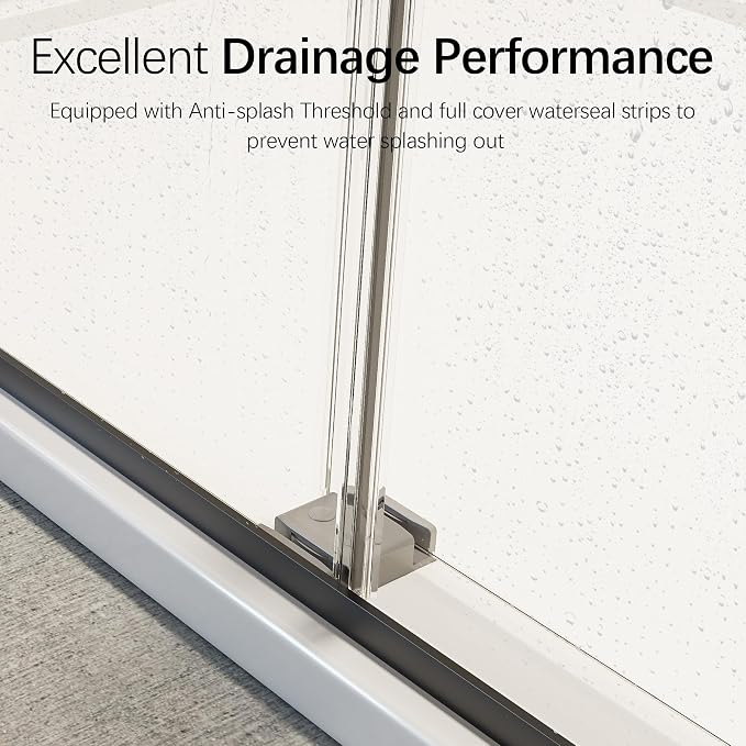 46-48" W x 76" H Soft-Close Frameless Double Sliding Shower Door, Bathroom - Image 8