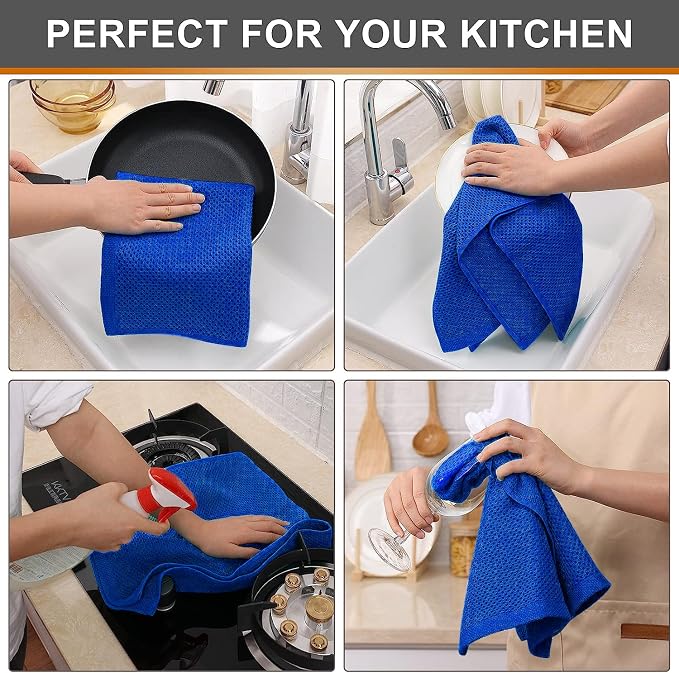 Kitinjoy 100% Cotton Waffle Weave Kitchen Hand Towels - Image 4