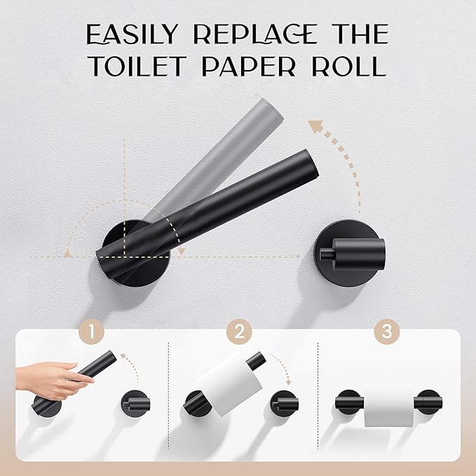 Day Moon™ Matte Black Toilet Paper Holder - Image 3