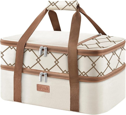 Lifewit Insulated Double Decker Casserole Carrier, Lasagna Lugger Holder by Lifewit
