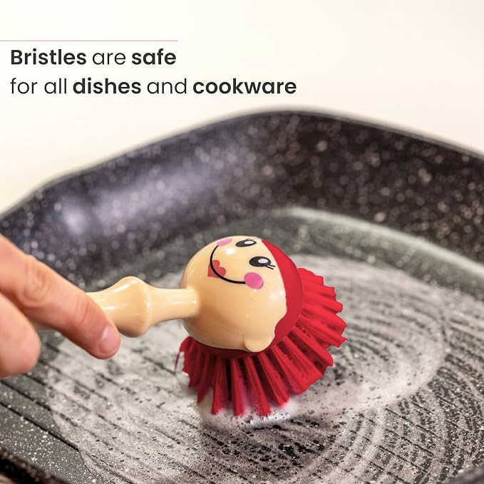Vigar Dolls Dish Brush with Ergonomic Handle and Dres-shaped Storage Holder - Image 7