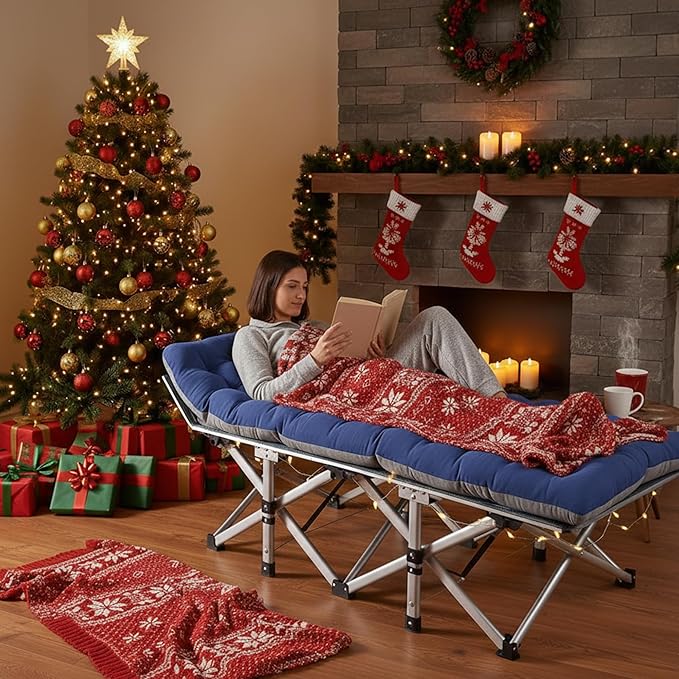 ABORON Camping Cot for Adult 28" Extra Wide, 2PK Heavy-Duty 1200D Oxford Cot for Sleeping, Portable Folding Camp Bed with Mat & Carry Bag