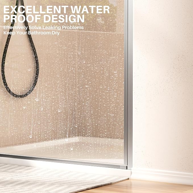 WinZo 33-34" W ×72" H Frameless Pivot Shower Door, Pivot Swing Shower Glass - Image 4