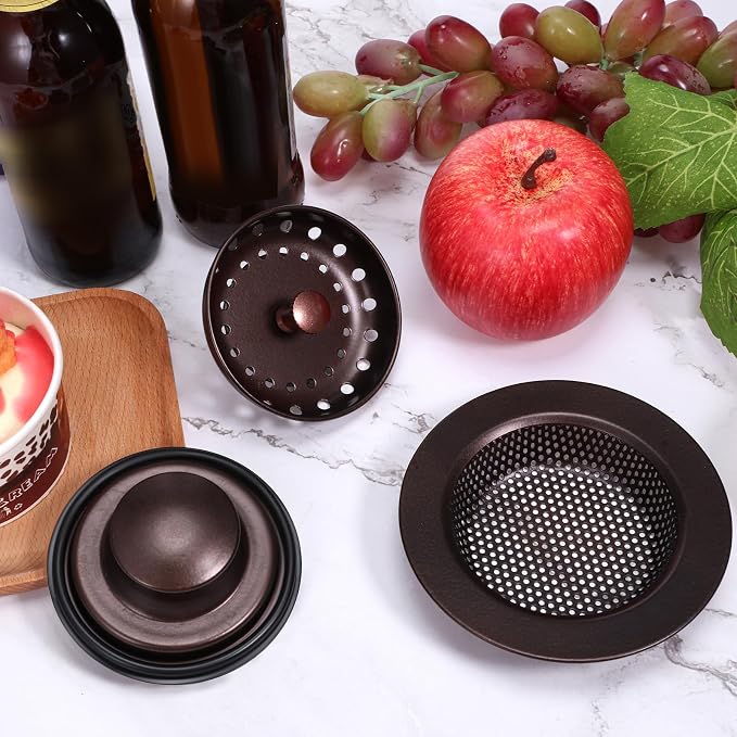 Mudder 3 Pcs Kitchen Sink Drain Strainer and Stopper Stainless Steel Garbage - Image 7