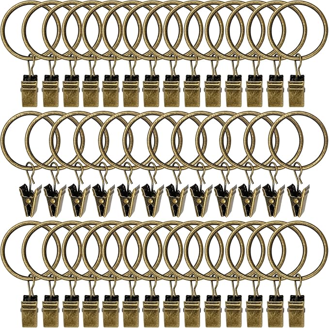 40 Pack Curtain Rings with Clips, Drapery Clips with Rings, Drapes Rings 1.26 by AMZSEVEN