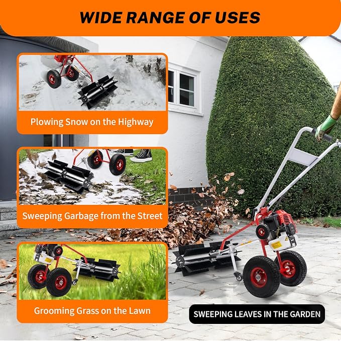 43cc 2-Stroke 1.7hp Portable Gas Power Held Sweeper Broom, 1250w Cleaning - Image 7