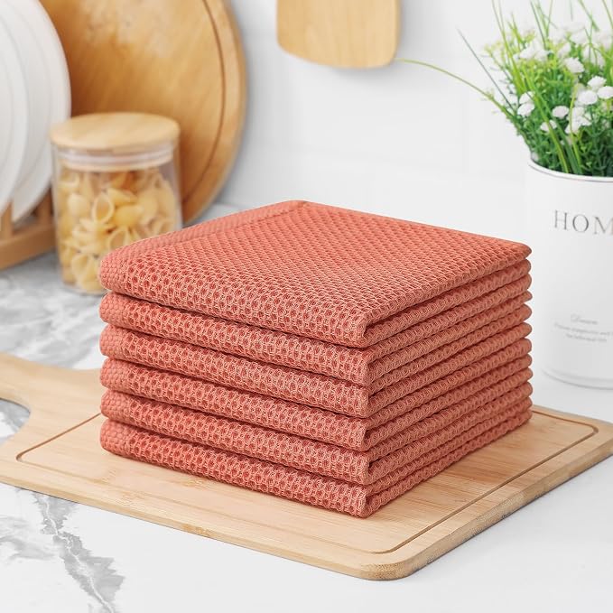 Kitinjoy 100% Cotton Kitchen Dish Cloths, 6 Pack Waffle Weave Ultra Soft - Image 7