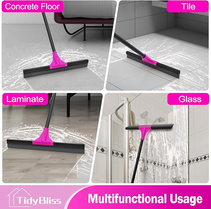 Floor Squeegee Heavy Duty with 58.3 inches Long Handle, Rubber Foam Water - Image 6