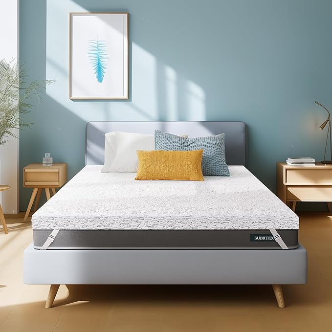 Subrtex Cooling Mattress Topper Cover Queen Size 2 Inch (Only Cover) Mattress Topper Protector Bedding Removable Mattress Encasement with Zipper Closure