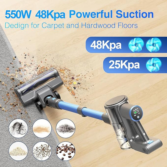 Zefiro Cordless Vacuum Cleaner for Home, 550W /48Kpa 50Mins Stick Vacuum - Image 2