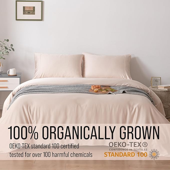 Bella Coterie Luxury Bamboo Viscose Full Size Sheet Set | 100% Organically Grown | Ultra Soft | Cooling for Hot Sleepers | 18" Deep Pocket [Champagne]