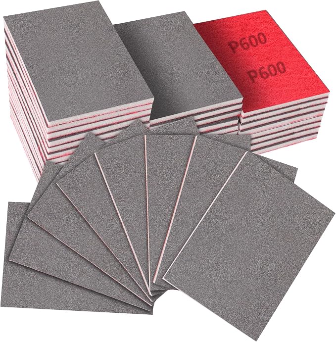 32PCS 600 Grit Sanding Sponge Set, 3x4 Inch Hook & Loop Wet Dry Sanding Pads by KQCXIKUSA