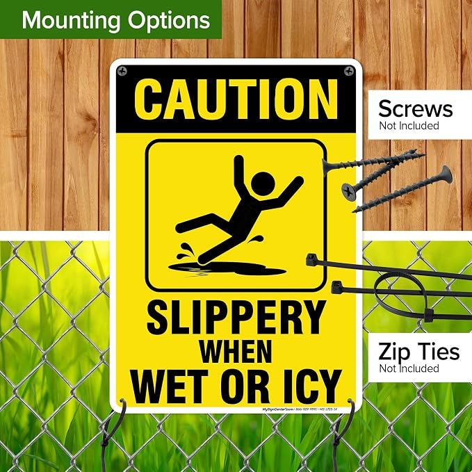 Caution Slippery When Wet Sign or ICY Sign, Fade Resistance, Indoor/Outdoor Use - Image 5