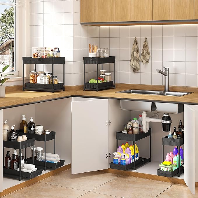 4 Pack Under Sink Organizer, Bathroom Organizers and Storage, 2 Tier Multi-Use - Image 4