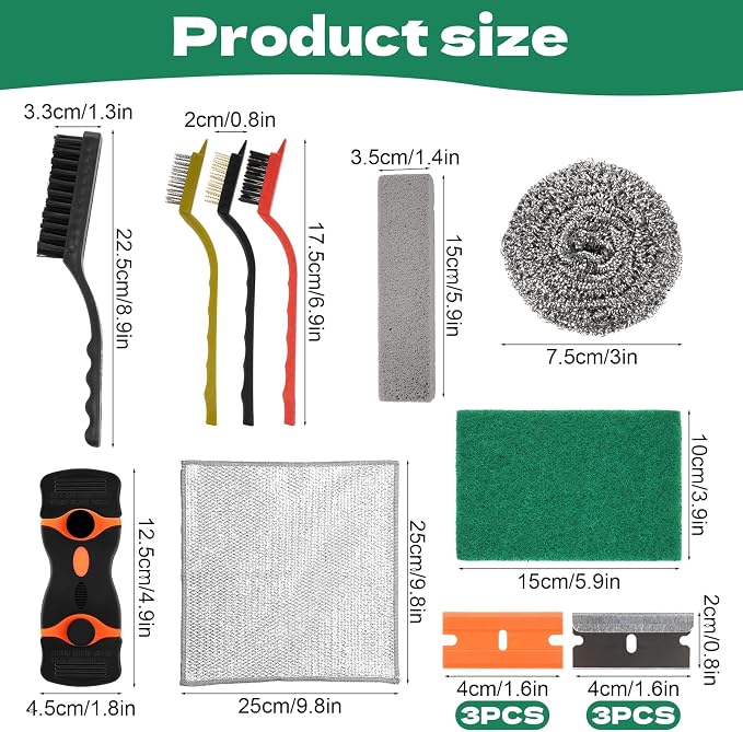 Heavy Duty Oven Cleaner Brush Kits, Include Razor Blade Scraper, Crevice - Image 2
