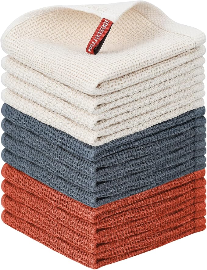 Nialnant 12 Pack Dish Cloths, 100% Cotton Dish Towels by Nialnant