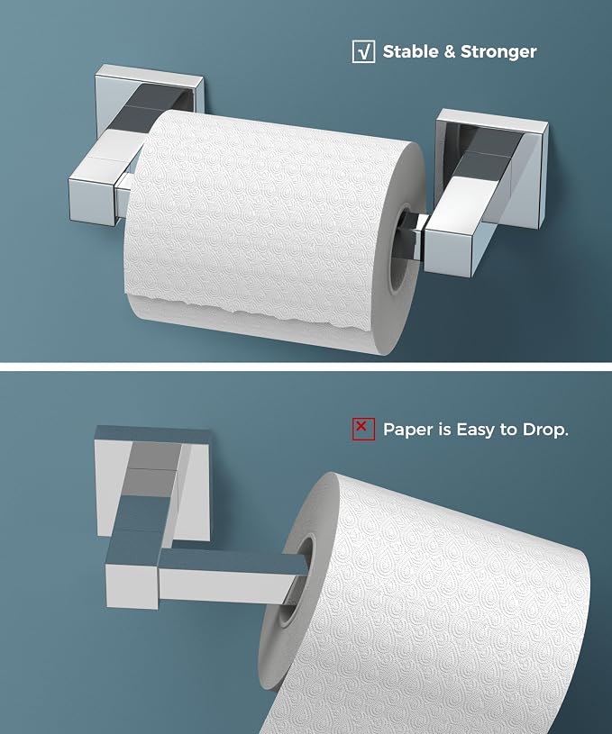 FORIOUS Toilet Paper Holder Wall Mount, Stainless Steel Rustproof Double Post - Image 4