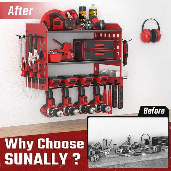 Power Tool Organizer, Heavy Duty Wall Mount Tool Organizer 3 Layers - Image 3
