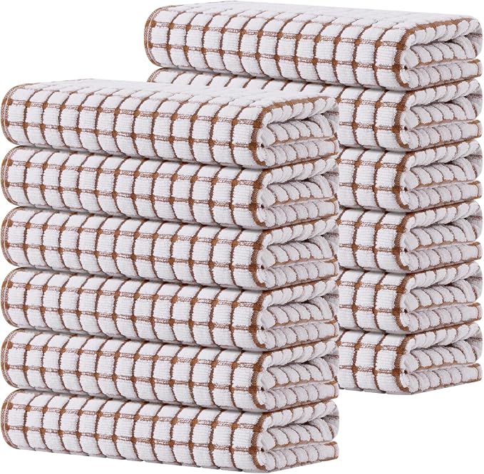 Kitinjoy Cotton 12 Pack Terry Kitchen Towels, 16 x 25 Inches Super Soft and by Kitinjoy