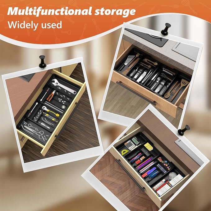 Large Silverware Drawer Organizer, utensil drawer organizer Adjustable Flatware - Image 8