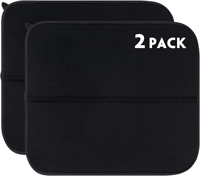 2 Pack Dish Drying Mat, Microfiber Dish Drainer Mat 16x18 inch Large Size Dish by FRESHMINT