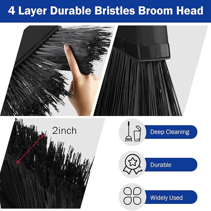 8 Pcs Outdoor Broom for Floor Cleaning 54 Inch Commercial Heavy Duty Broom Long - Image 3