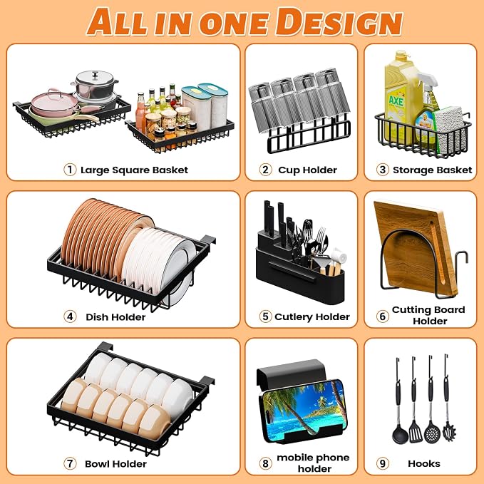 Over The Sink Dish Drying Rack 27-40L x 12W x 32.5-37H Snap-On Design 2 Tier - Image 2