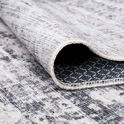 Bloom Rugs Washable Non-Slip 4' x 6' Rug - Gray/Charcoal/Blue Modern Abstract Area Rug for Living Room, Bedroom, Dining Room, and Kitchen - Exact Size: 4' x 6'