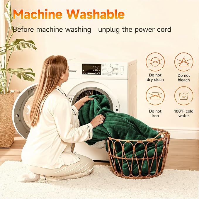 Heated Blanket Electric Throw Blanket 50"x60" Fast Heating Electric Blanket with 5 Heat Levels & 4 Hours Auto-Off Overheat Protection Cozy Soft Flannel Heated Throw Blanket